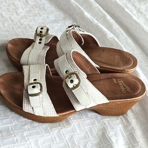 Dansko Sophie Women's White And Beige Leather Sandals Summer Shoes